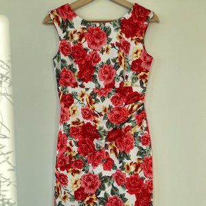 Red floral print dress